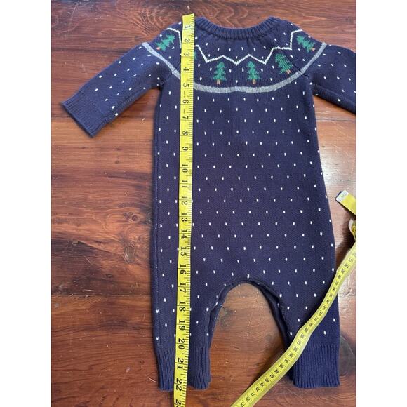 Hanna Andersson Tannenbaum Sweater Romper Blue Fair Isle Christmas 3-6 Months - Picture 5 of 9